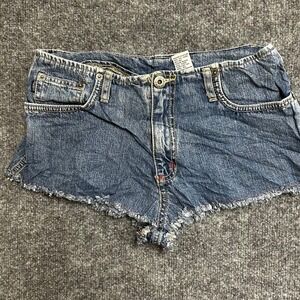 Aeropostale Shorts Womens Size 4 Blue Denim Low Raw Hem Cut Off Casual Summer